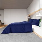 Set cu husă de pilotă, bleumarin, 240×220 cm, microfibră