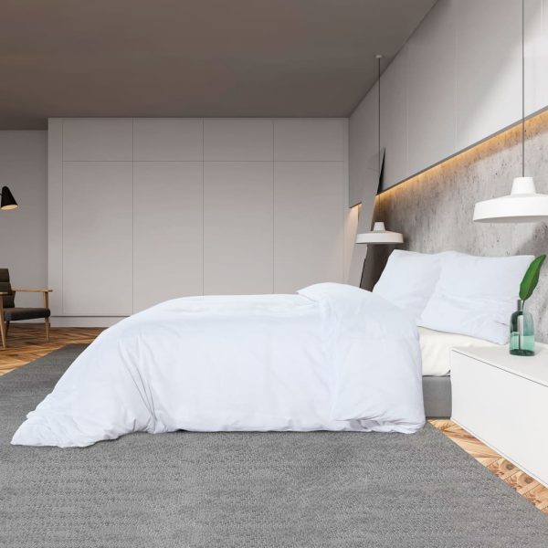 Set cu husă de pilotă, alb, 240×220 cm, microfibră