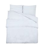 Set cu husă de pilotă, alb, 135×200 cm, microfibră