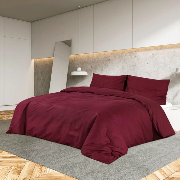 Set cu husă de pilotă, roșu bordo, 220×240 cm, microfibră