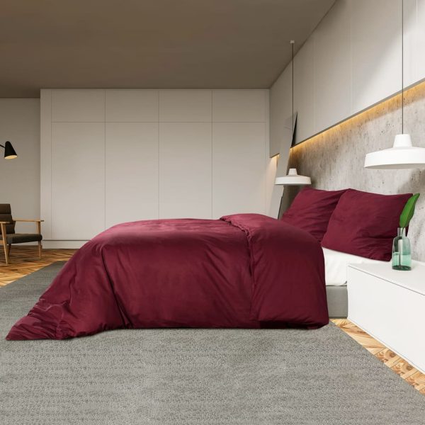 Set cu husă de pilotă, roșu bordo, 135×200 cm, microfibră
