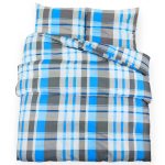 Set cu husă de pilotă, albastru și gri, 260×220 cm, bumbac