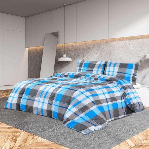 Set cu husă de pilotă, albastru și gri, 260×220 cm, bumbac