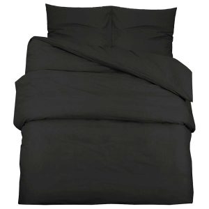 Set cu husă de pilotă, negru, 200×200 cm, bumbac