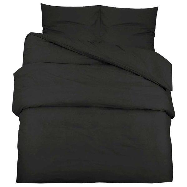 Set cu husă de pilotă, negru, 200×200 cm, bumbac