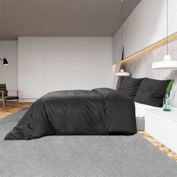 Set cu husă de pilotă, negru, 135×200 cm, bumbac