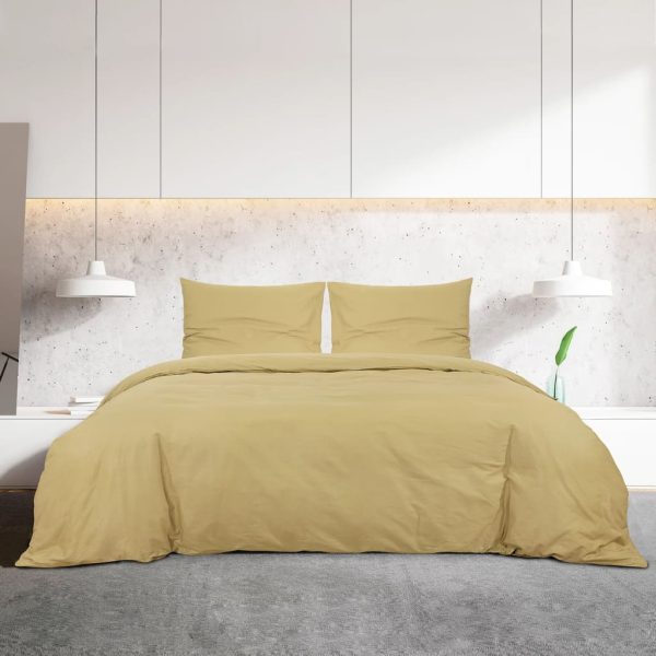 Set cu husă de pilotă, gri taupe, 200×200 cm, bumbac