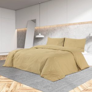Set cu husă de pilotă, gri taupe, 200×200 cm, bumbac