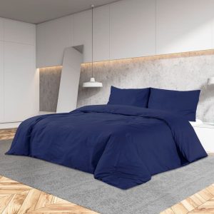 Set cu husă de pilotă, bleumarin, 220×240 cm, bumbac