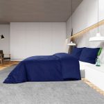 Set cu husă de pilotă, bleumarin, 155×220 cm, bumbac