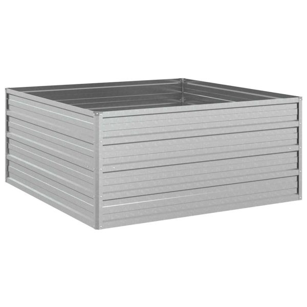 Strat înălțat de grădină argintiu 100x100x45cm oțel galvanizat