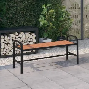 Bancă de grădină, maro și negru, 124,5 cm, oțel și WPC