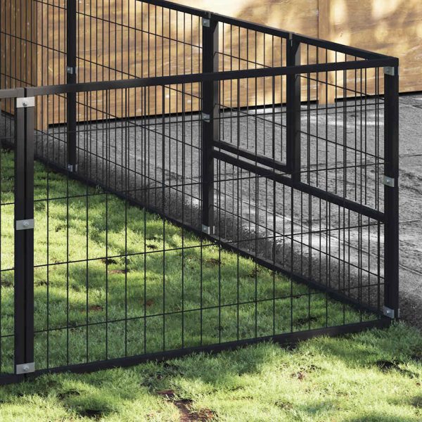 Padoc pentru câini, negru, 15 m², oțel