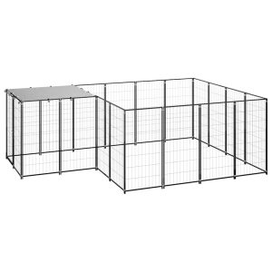 Padoc pentru câini, negru, 6,05 m², oțel