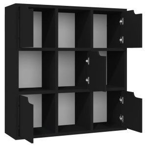 Bibliotecă, negru, 88,5×27,5×88 cm, lemn prelucrat