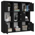 Bibliotecă, negru, 88,5×27,5×88 cm, lemn prelucrat
