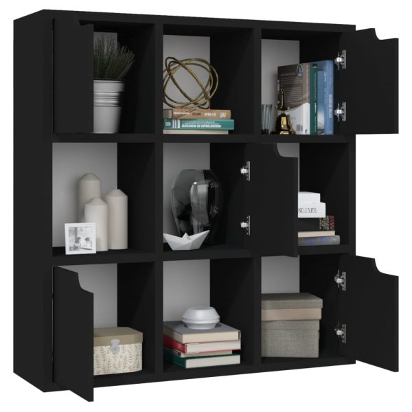 Bibliotecă, negru, 88,5×27,5×88 cm, lemn prelucrat
