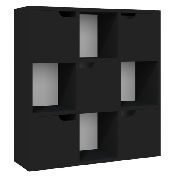 Bibliotecă, negru, 88,5×27,5×88 cm, lemn prelucrat