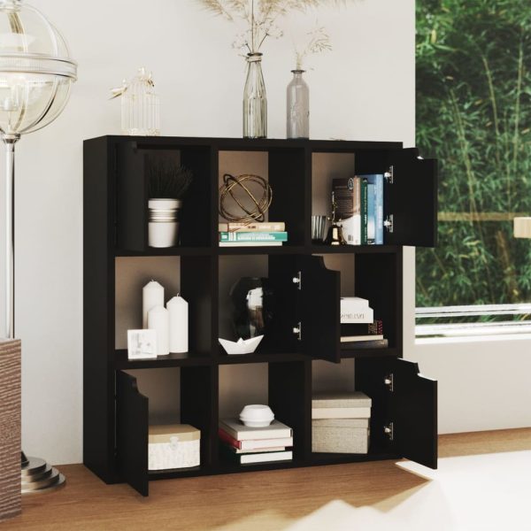 Bibliotecă, negru, 88,5×27,5×88 cm, lemn prelucrat