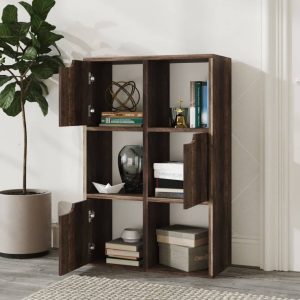 Bibliotecă, stejar afumat, 60×27,5×88 cm, lemn prelucrat
