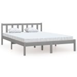 Cadru de pat King Size, gri, 150×200 cm, lemn masiv de pin