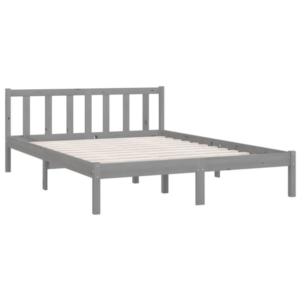 Cadru de pat King Size, gri, 150×200 cm, lemn masiv de pin
