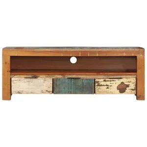 Comodă TV, 110x30x40 cm, lemn masiv reciclat