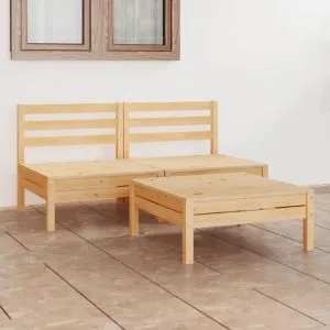 Set mobilier de grădină, 3 piese, lemn masiv de pin