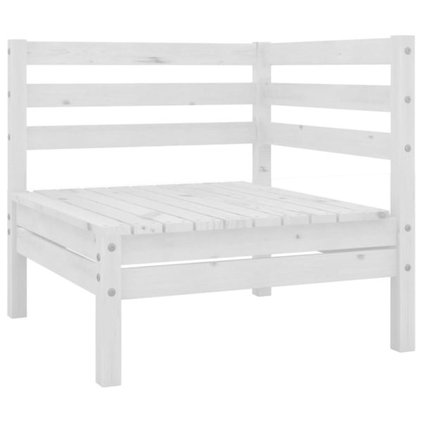 Set mobilier de grădină, 9 piese, alb, lemn masiv de pin