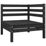 Set mobilier relexare grădină, 10 piese, negru, lemn masiv pin