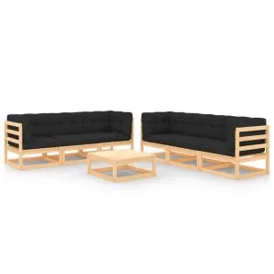 Set mobilier de grădină cu perne, 7 piese, lemn masiv de pin