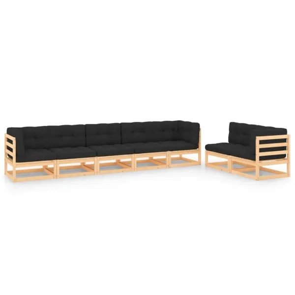 Set mobilier de grădină cu perne, 7 piese, lemn masiv de pin