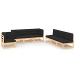 Set mobilier de grădină cu perne, 7 piese, lemn masiv de pin