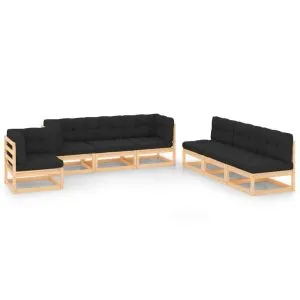 Set mobilier de grădină cu perne, 7 piese, lemn masiv de pin