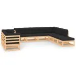 Set mobilier grădină cu perne antracit, 10 piese lemn masiv pin