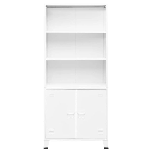 Bibliotecă tip industrial, alb, 80x32x180 cm, oțel