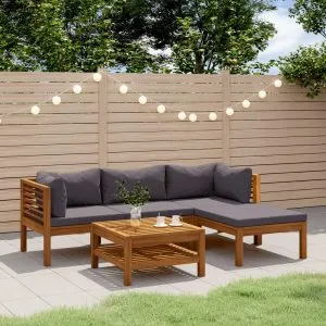 Set mobilier de grădină cu perne, 5 piese, lemn masiv acacia