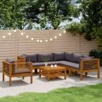 Set mobilier grădină cu perne, 7 piese, lemn masiv de acacia