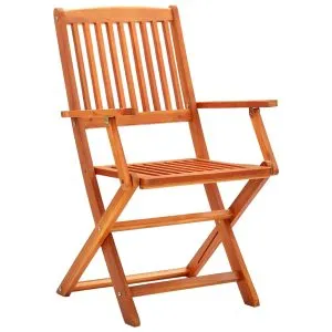 Set mobilier de exterior pliabil, 9 piese, lemn masiv eucalipt