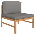 Set mobilier grădină cu perne gri, 12 piese, lemn masiv de tec