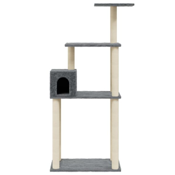 Ansamblu pisici cu stâlpi din funie de sisal, gri închis 147 cm