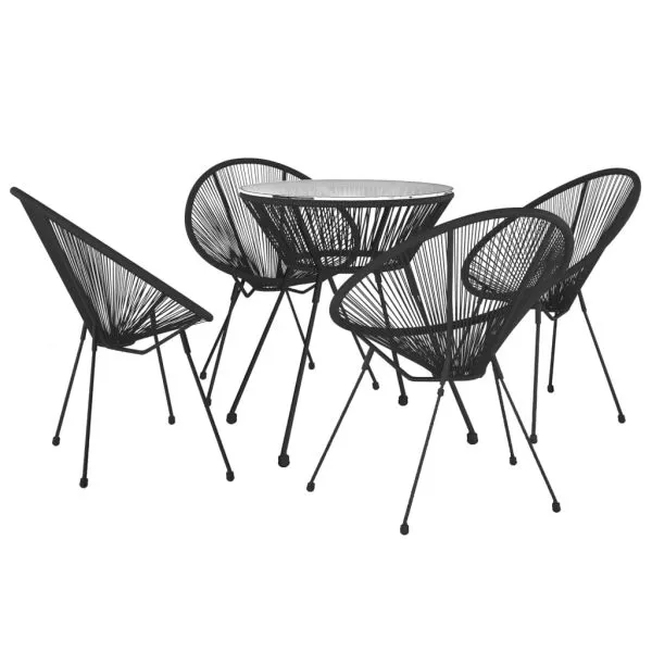 Set de mobilier pentru grădină, 5 piese, negru