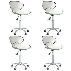 Scaune de masă pivotante, 4 buc., alb, piele ecologică