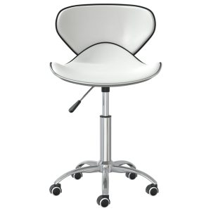 Scaune de masă pivotante, 4 buc., alb, piele ecologică