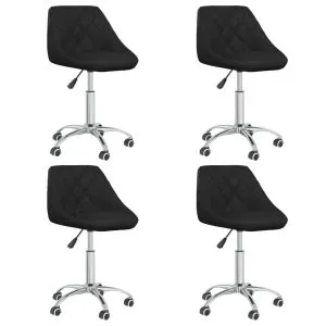 Scaune de bucătărie pivotante, 4 buc., negru, piele ecologică