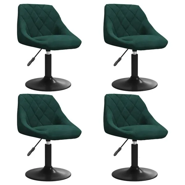 Scaune de bucătărie pivotante, 4 buc., verde închis, catifea