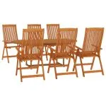 Set mobilier de grădină, 7 piese, lemn masiv de eucalipt