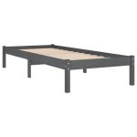 Cadru de pat single, gri, 90×190 cm, lemn masiv