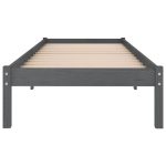 Cadru de pat single, gri, 90×190 cm, lemn masiv