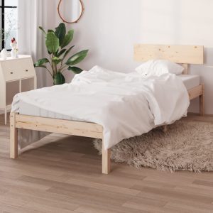 Cadru de pat mic single, 75×190 cm, lemn masiv